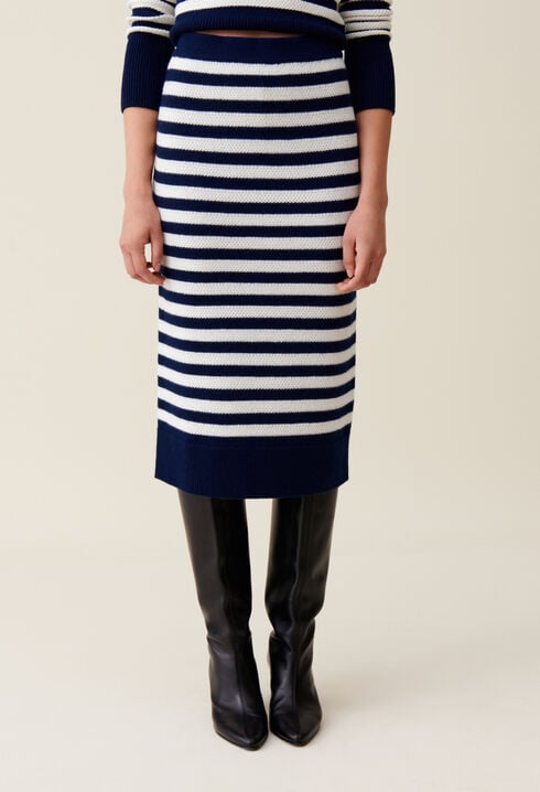 Striped knit sailor skirt
