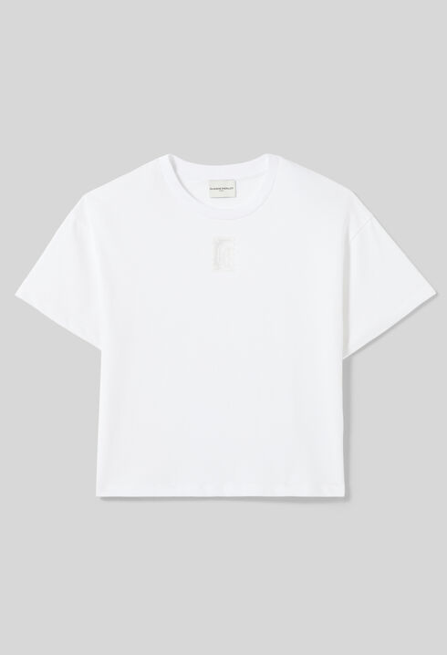 Wide cropped cotton T-shirt