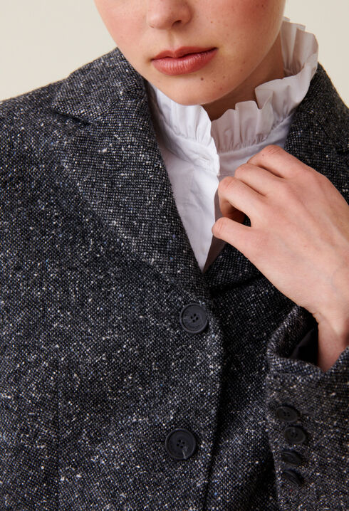 Grey tweed mixed wool blazer