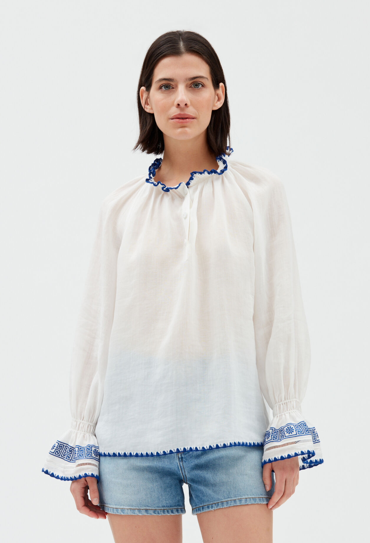 Ecru embroidered blouse