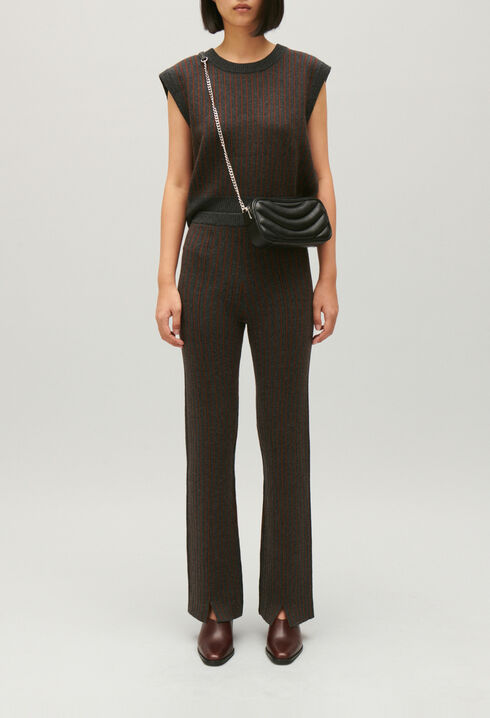 Stripy knit trousers 