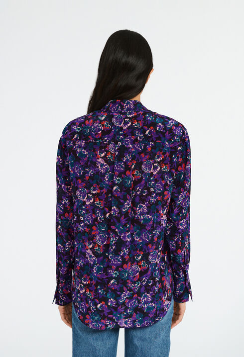Floral-print silk shirt