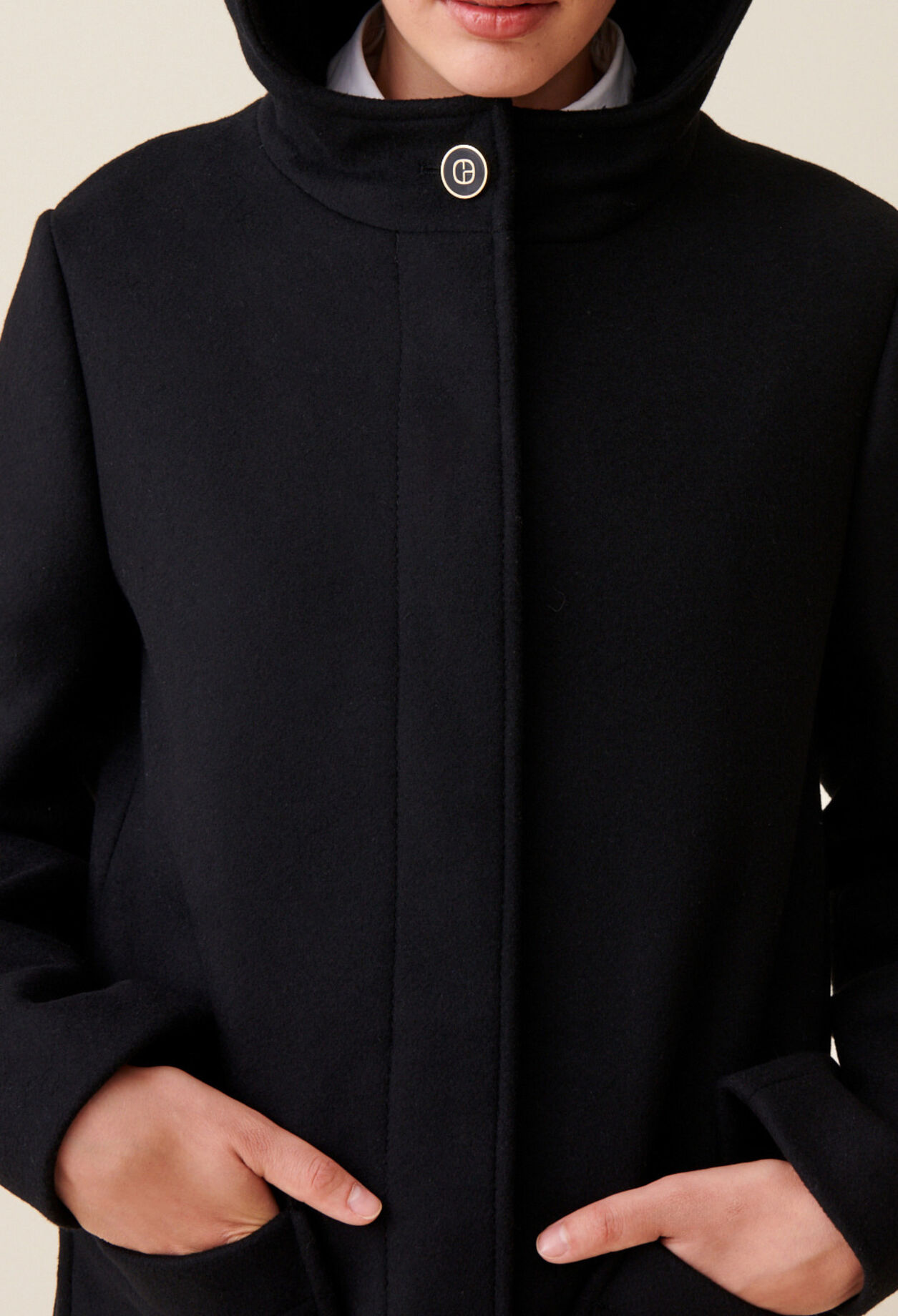 Black hooded coat