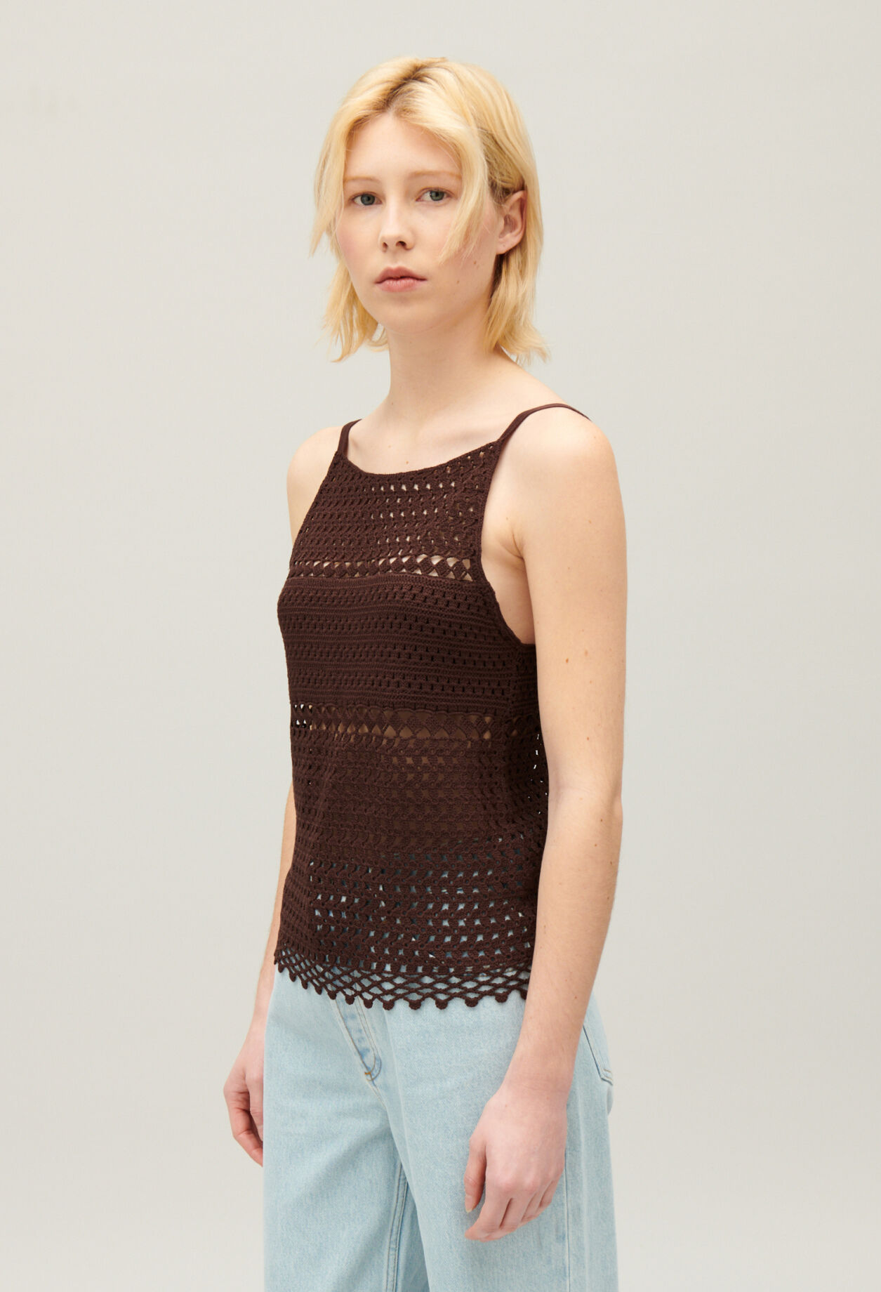 Brown crochet top