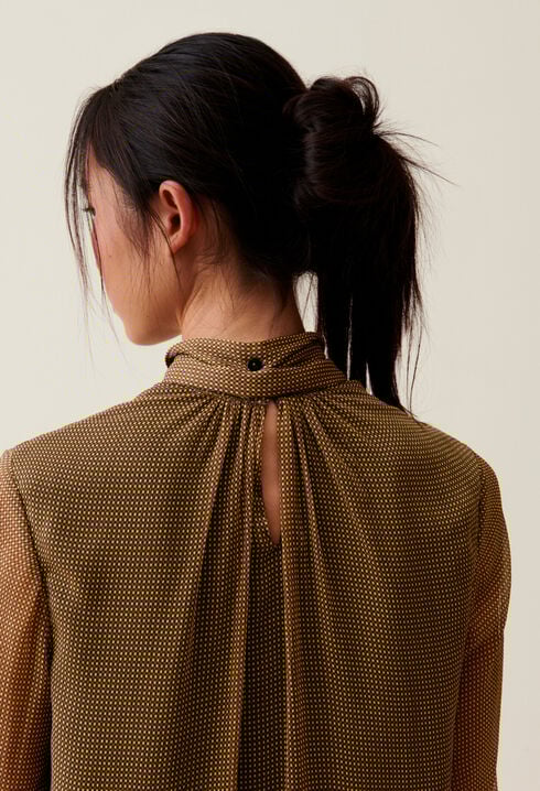 Flowy Dress with Tie Neck