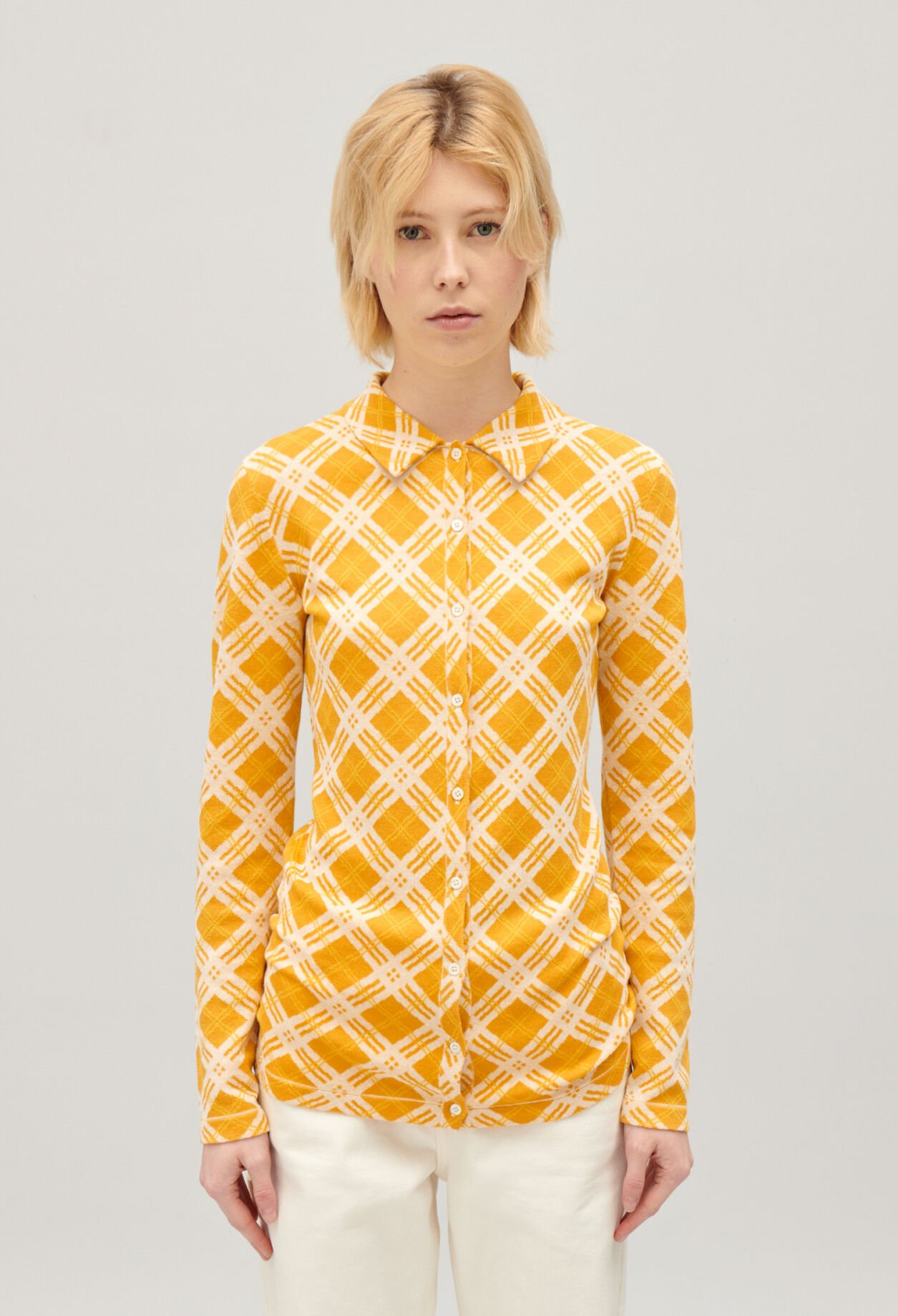 Yellow checked cardigan