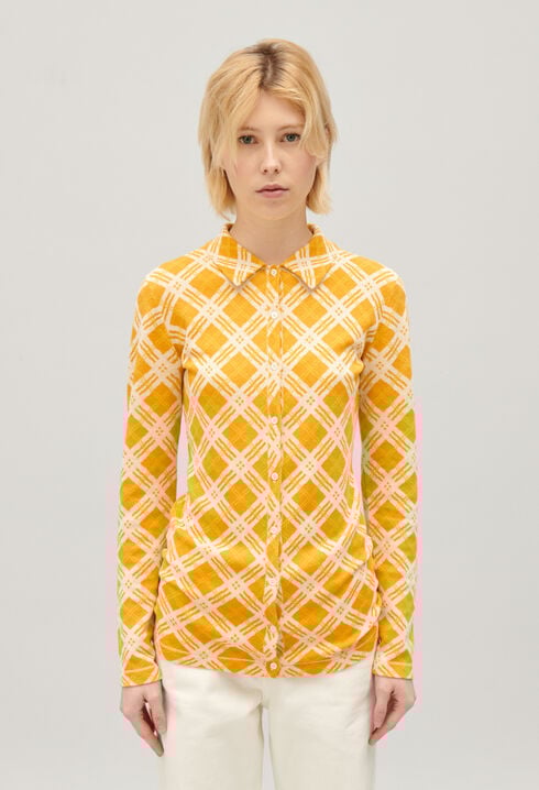 Yellow checked cardigan