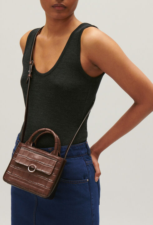 Anoucko Nano brown embossed leather bag