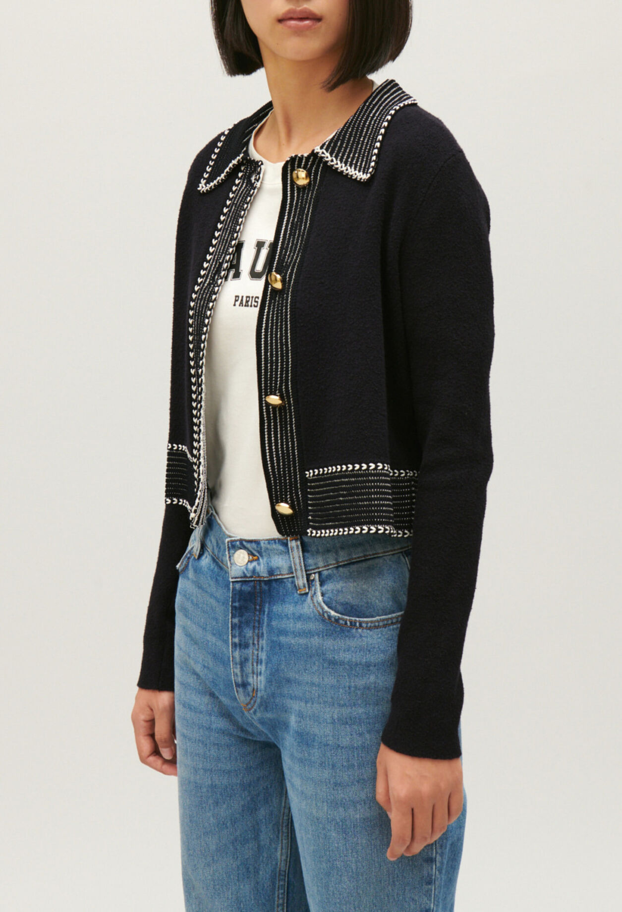 Cropped knit cardigan