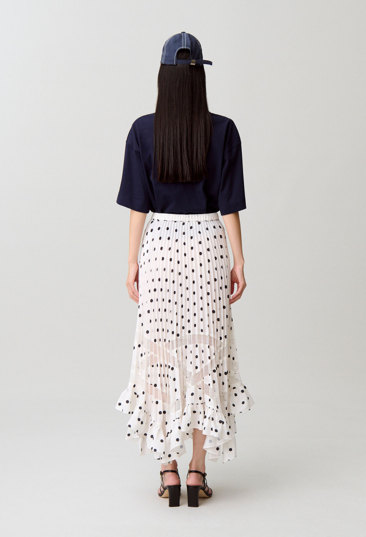 Polka dot pleated skirt