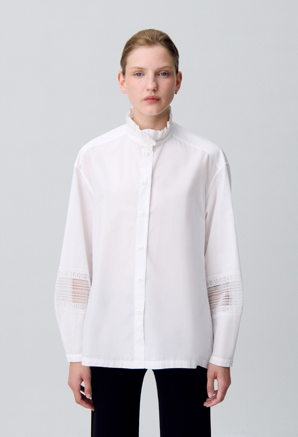 Cotton shirt with frill collar Cotton shirt with frill collar