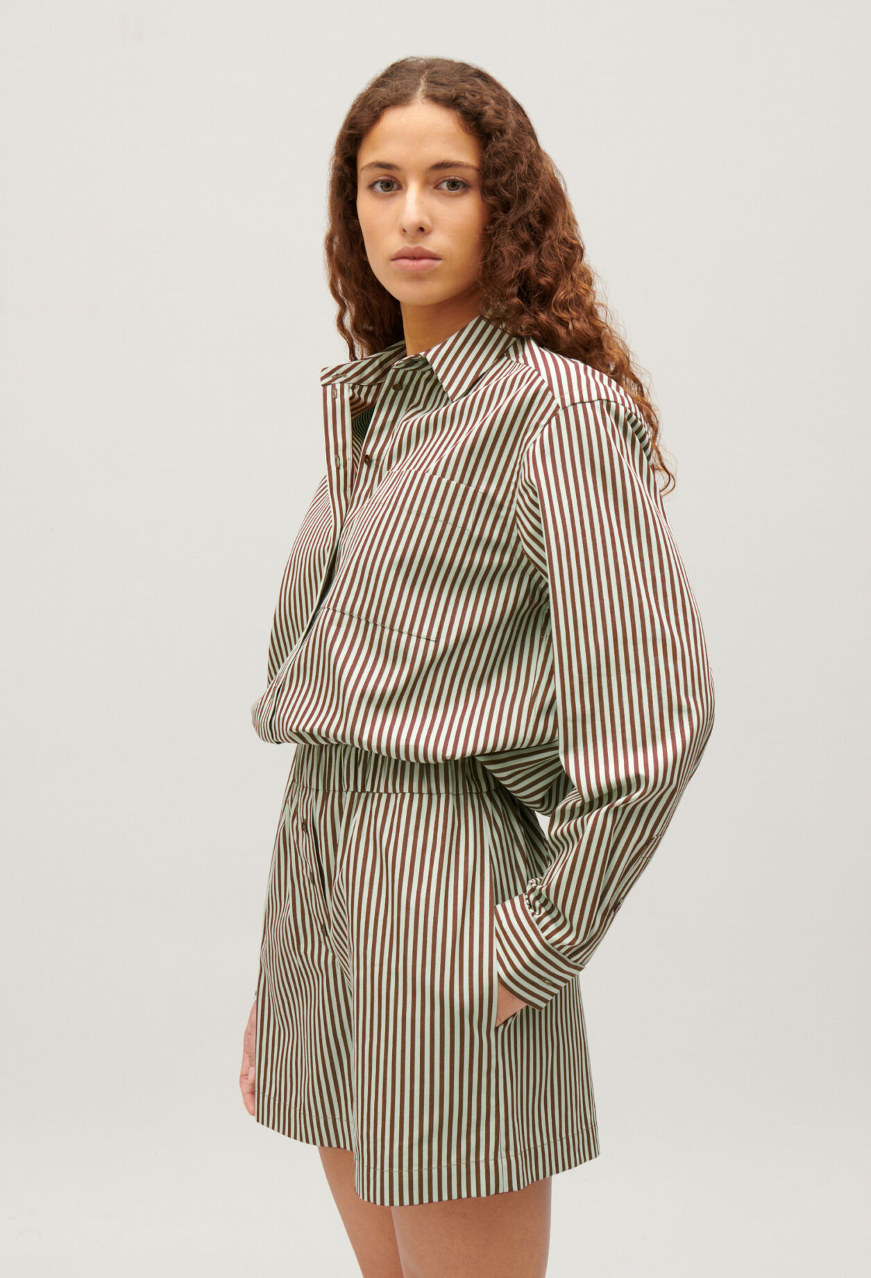 Green striped shorts