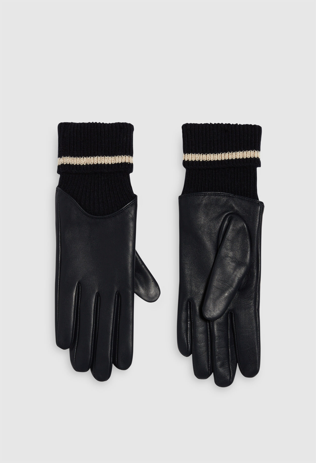 Gloves made from  leather and wool