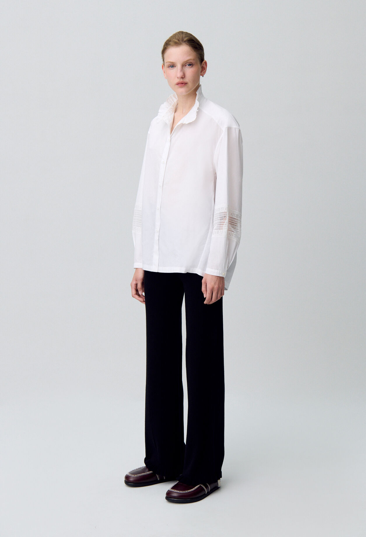 Cotton shirt with frill collar Cotton shirt with frill collar