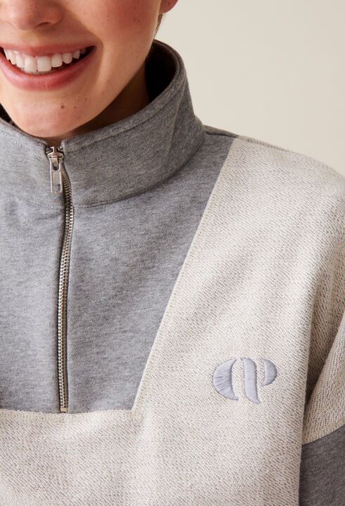 Zip-up High Neck Sweatshirt