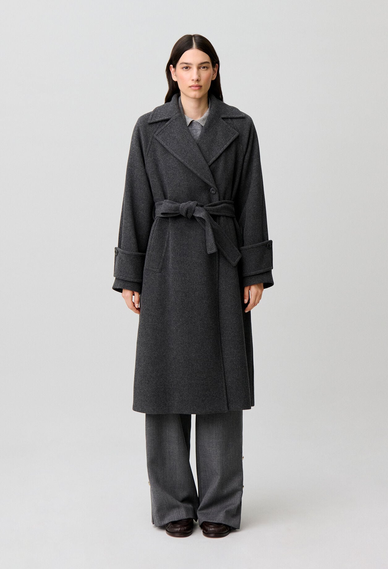 Mid-length wool blend coat