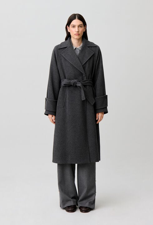 Mid-length wool blend coat