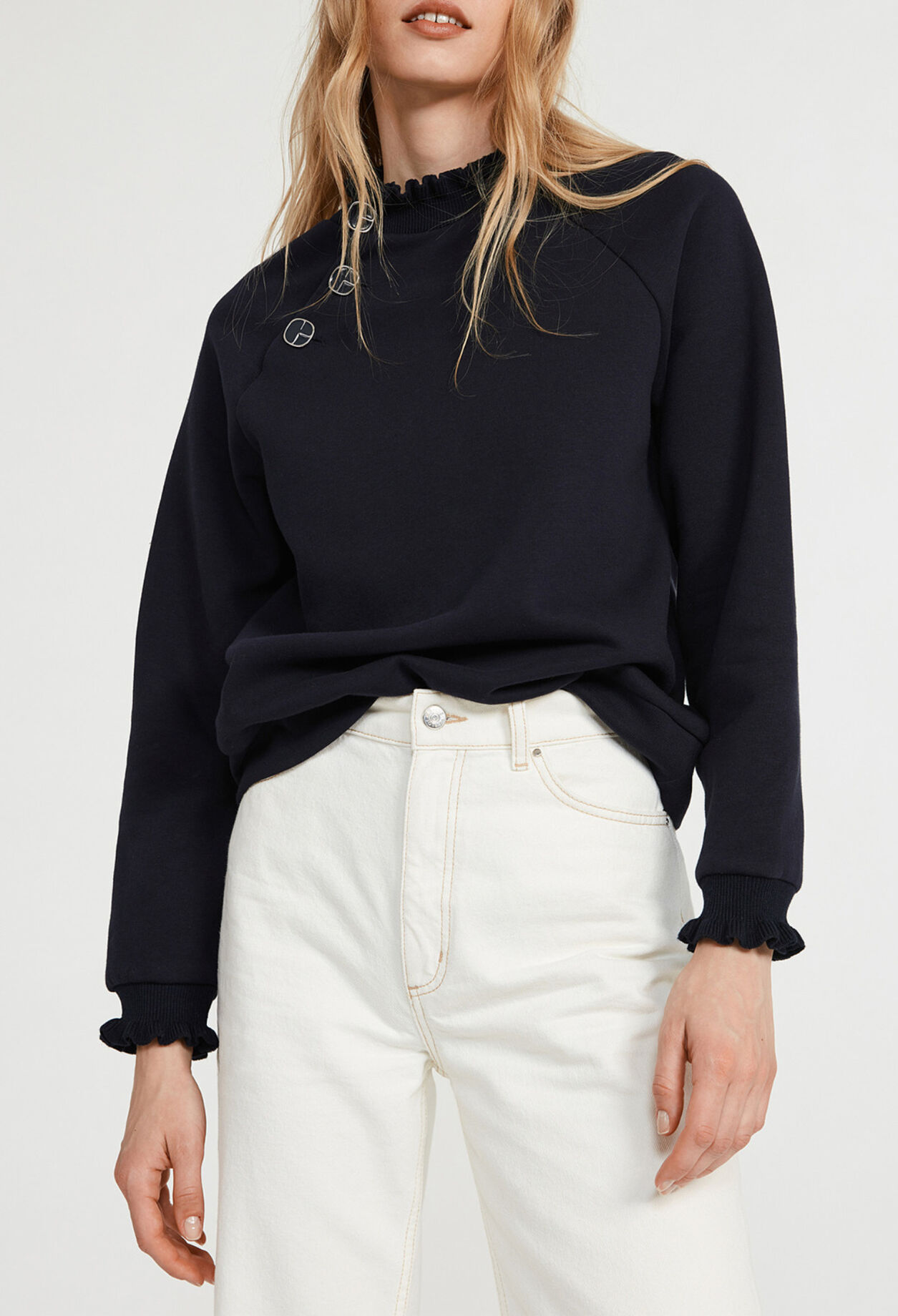 Sweatshirt à col volanté