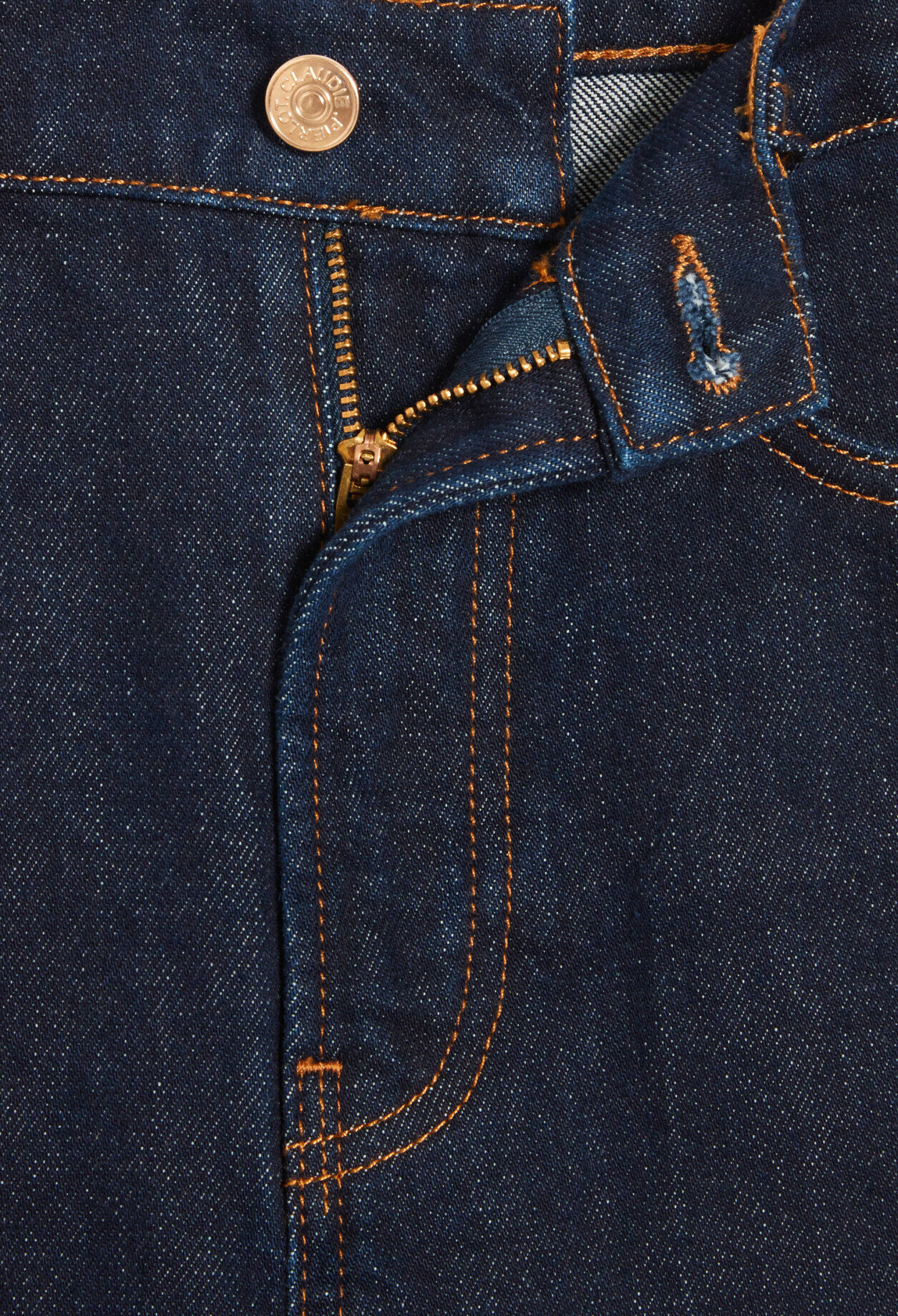 Blue raw denim jeans