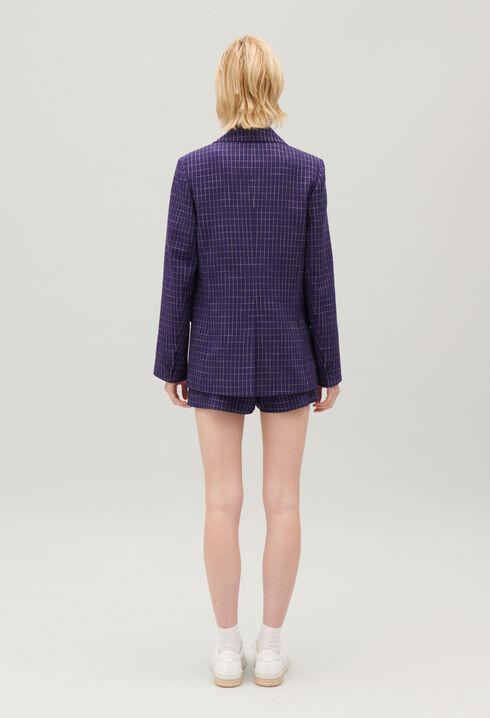 Indigo checked suit jacket