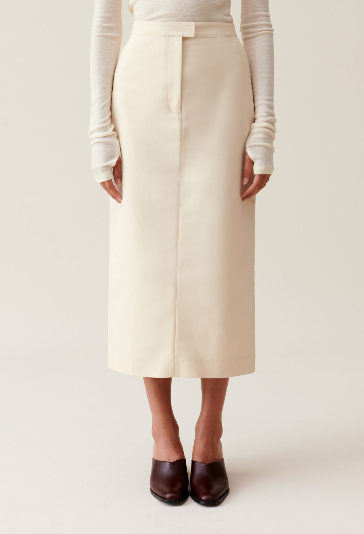 Pale beige midi skirt