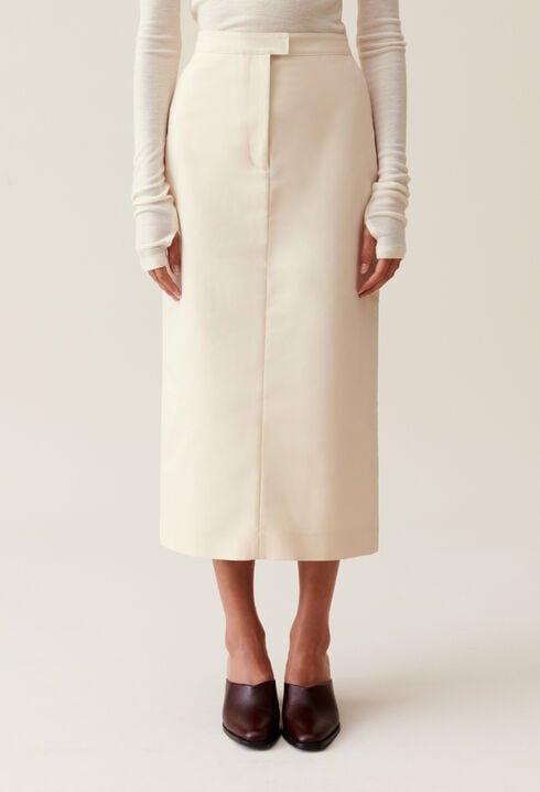 Pale beige midi skirt