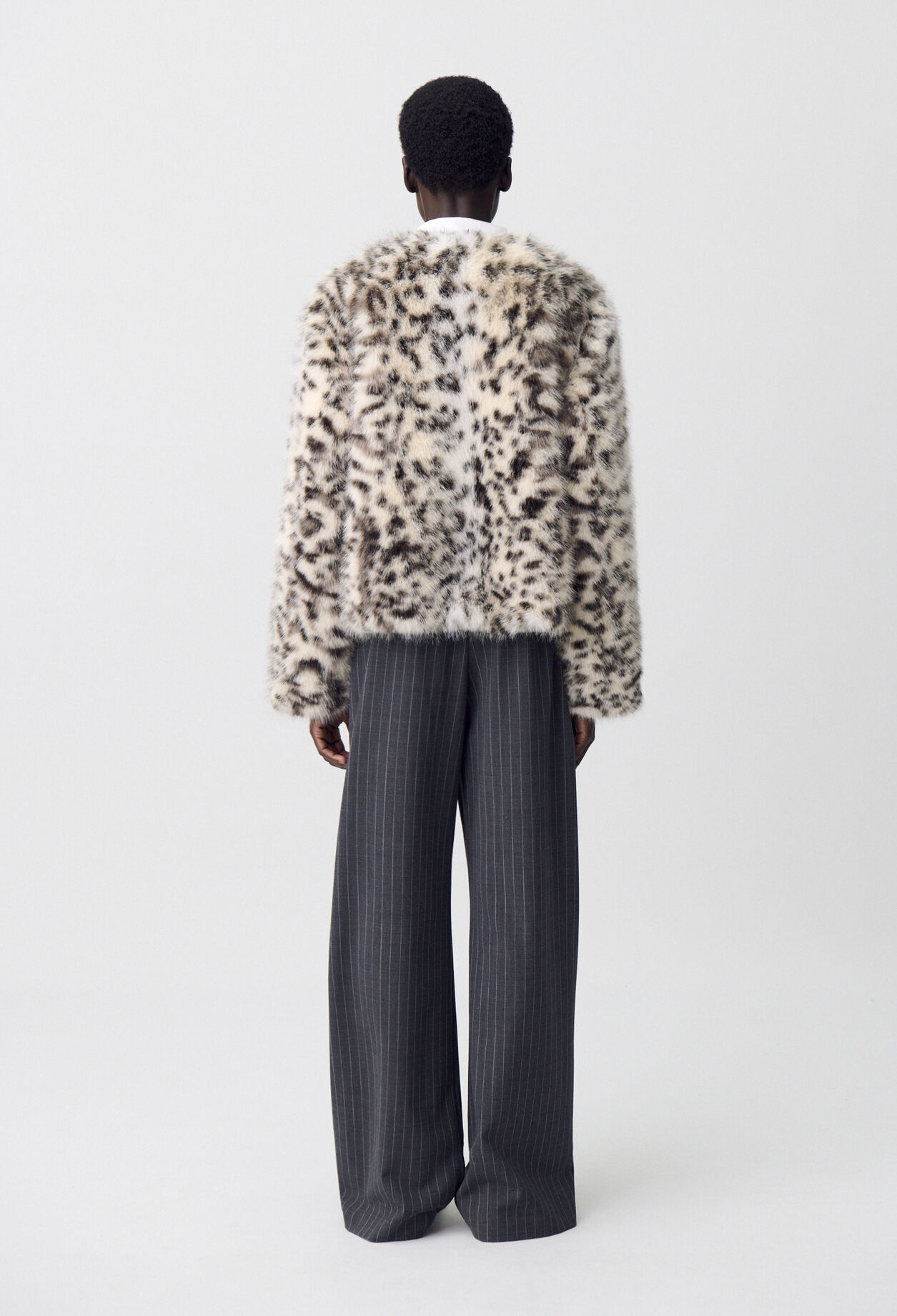 Leopard faux fur coat