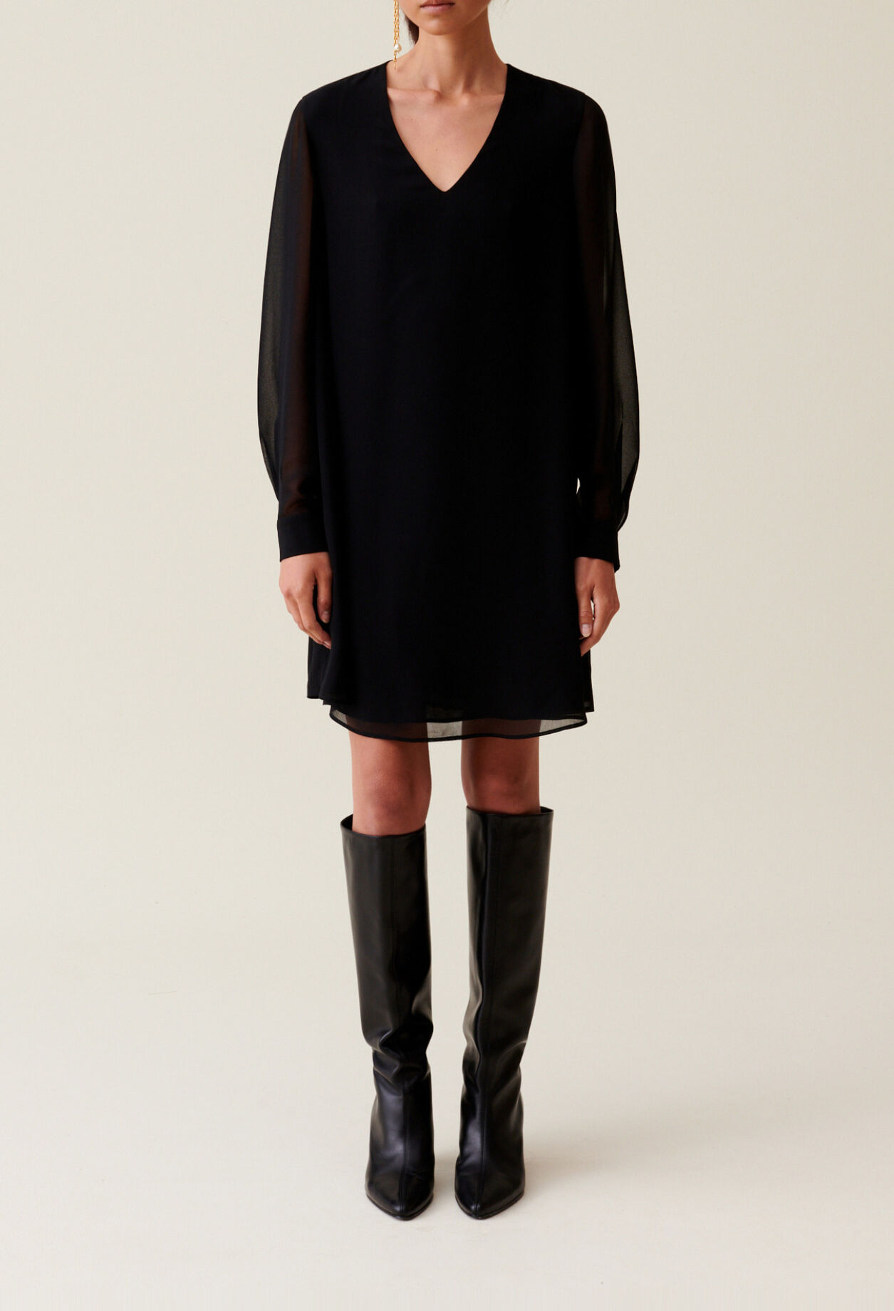 Black flowing babydoll dress