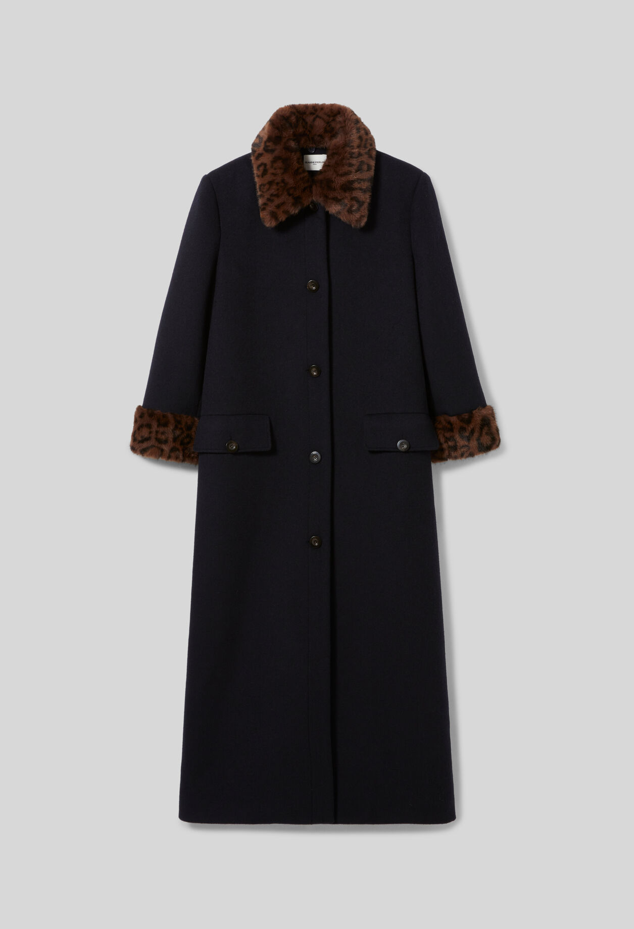 Long leopard-print wool coat