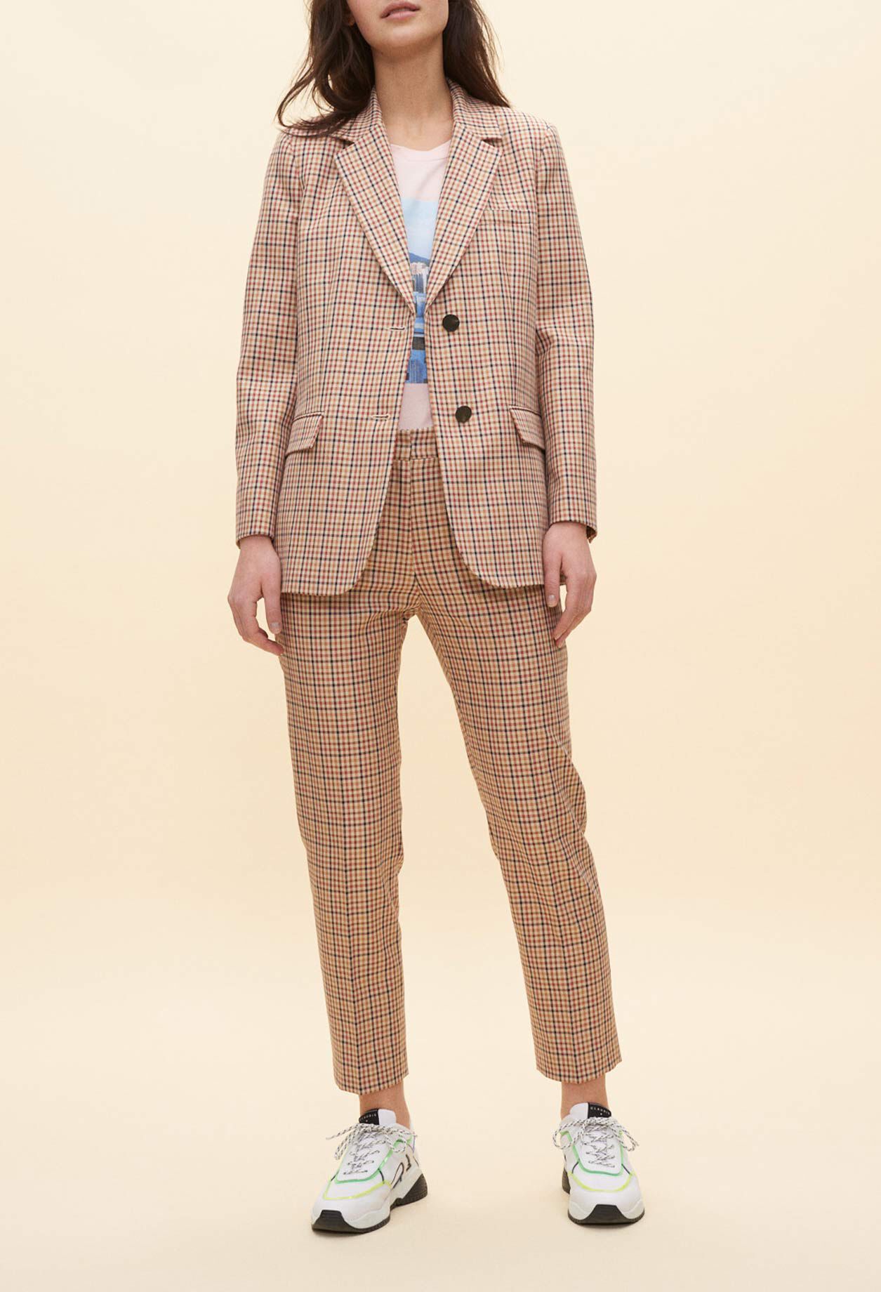 Checked straight-leg trousers