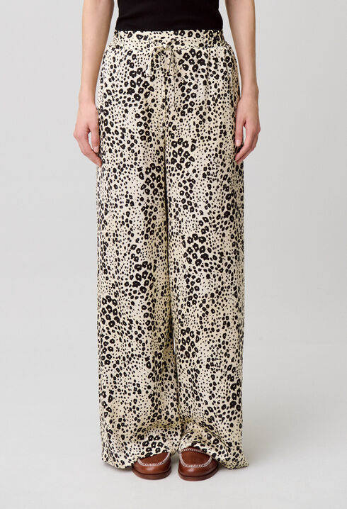 Animal print satin trousers
