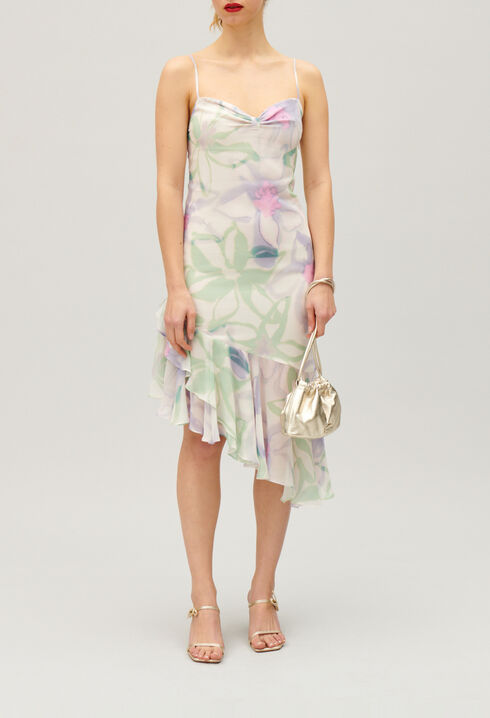 Silk printed midi dress