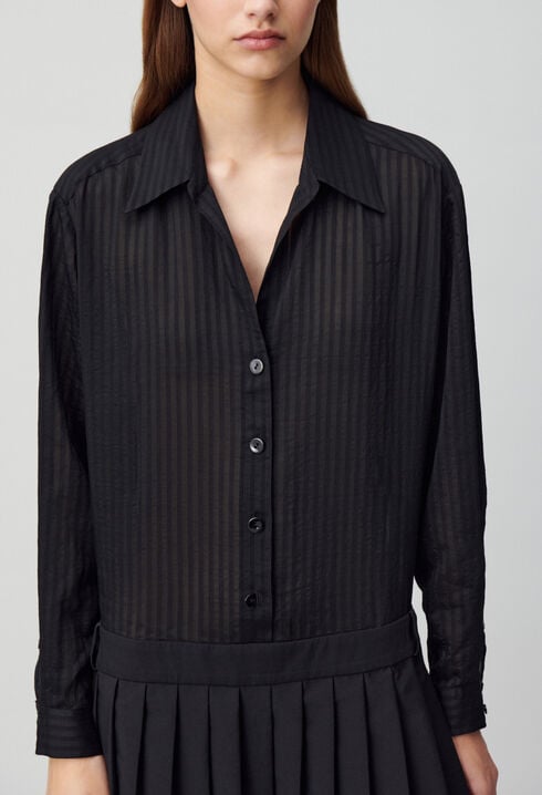 Striped mixed-fabric dress