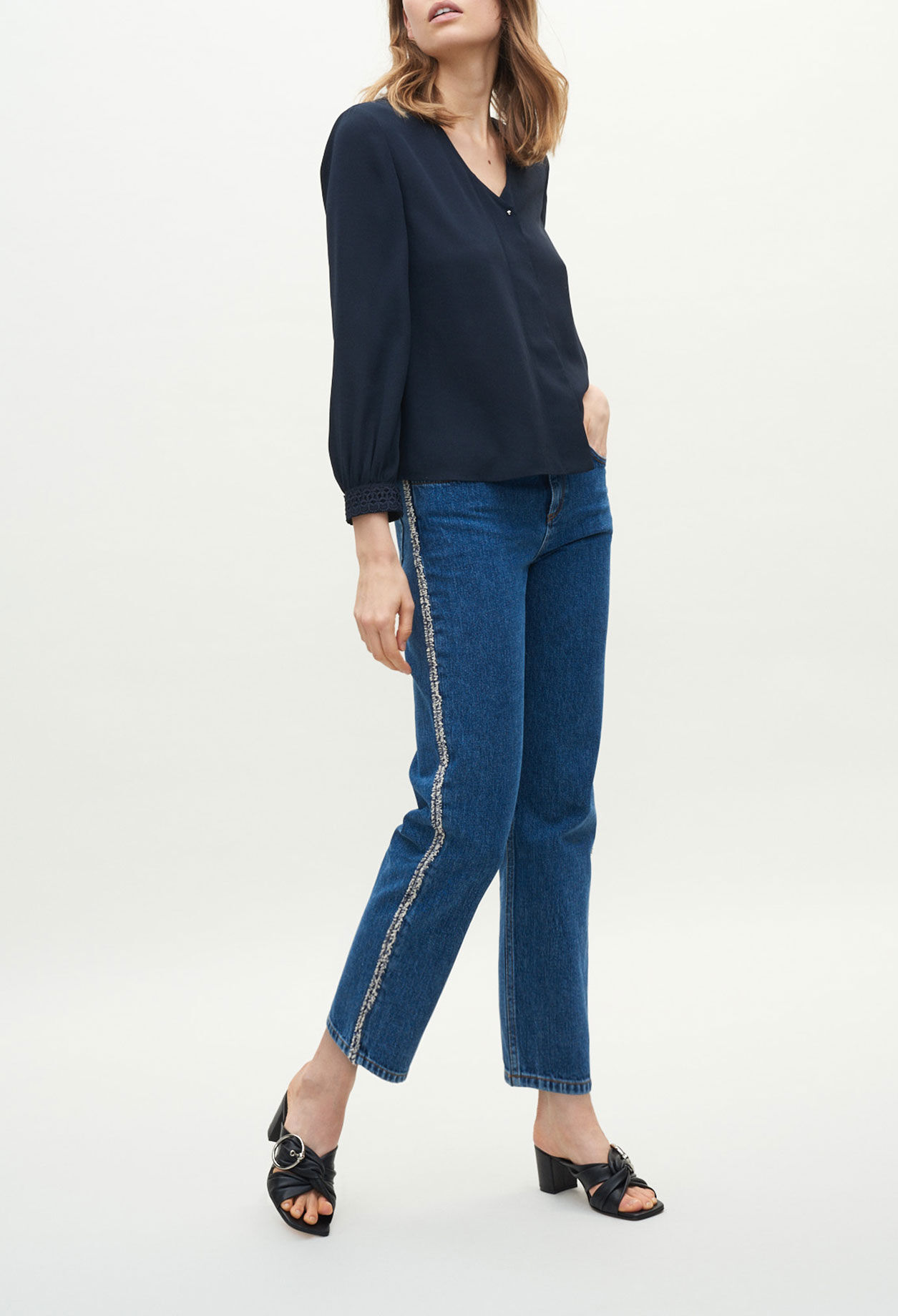 Blouse with embroidered cuffs