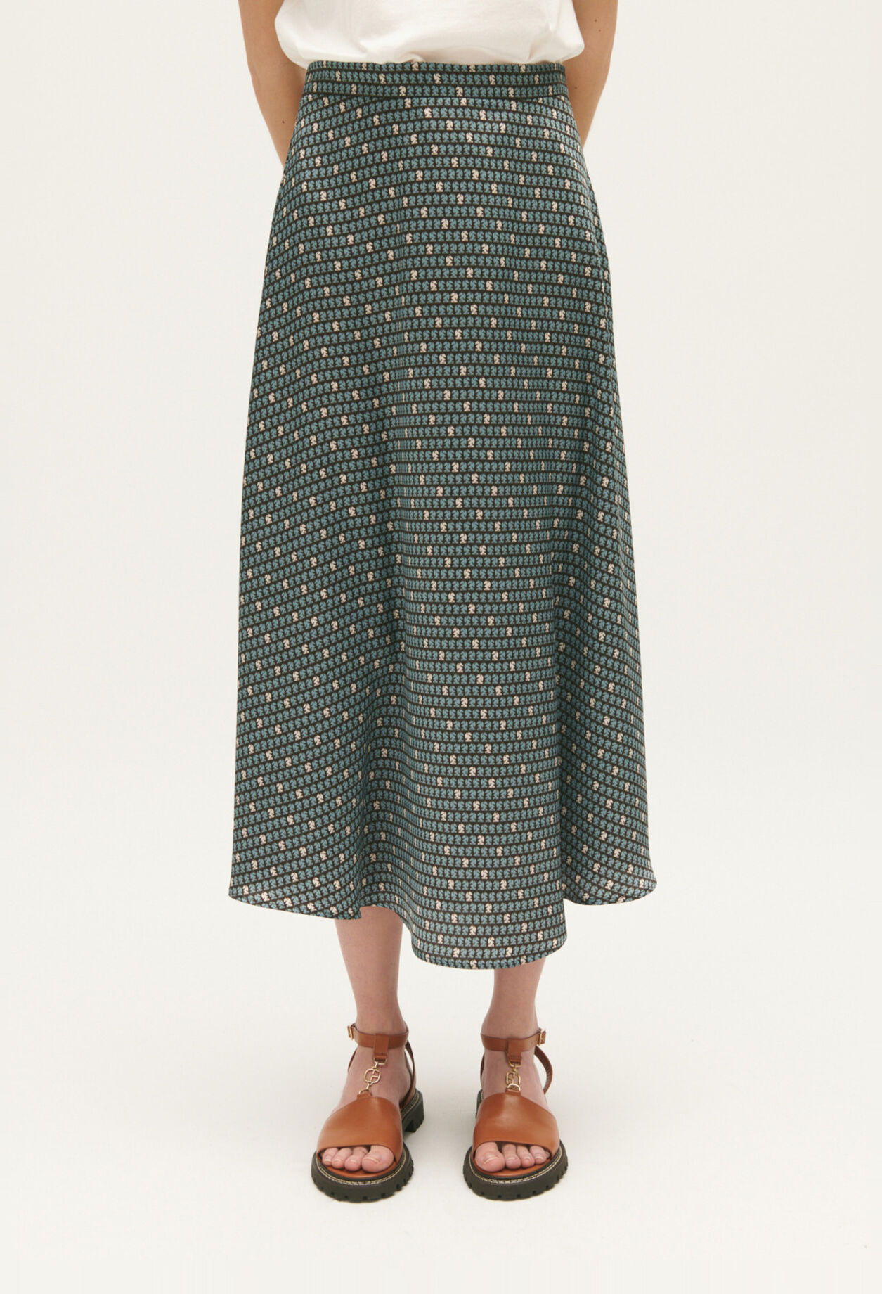 Patterned midi skirt