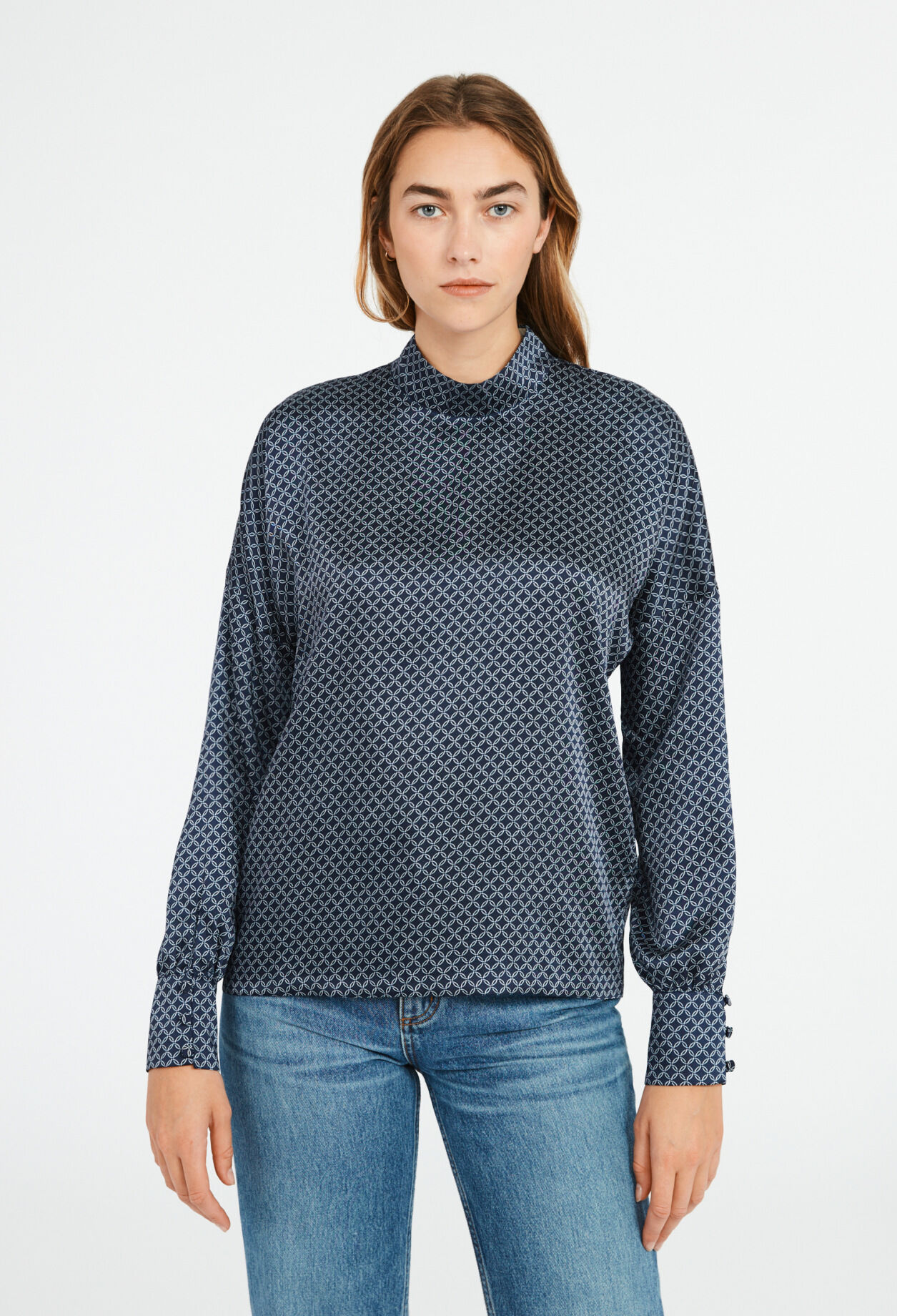 Printed satin blouse