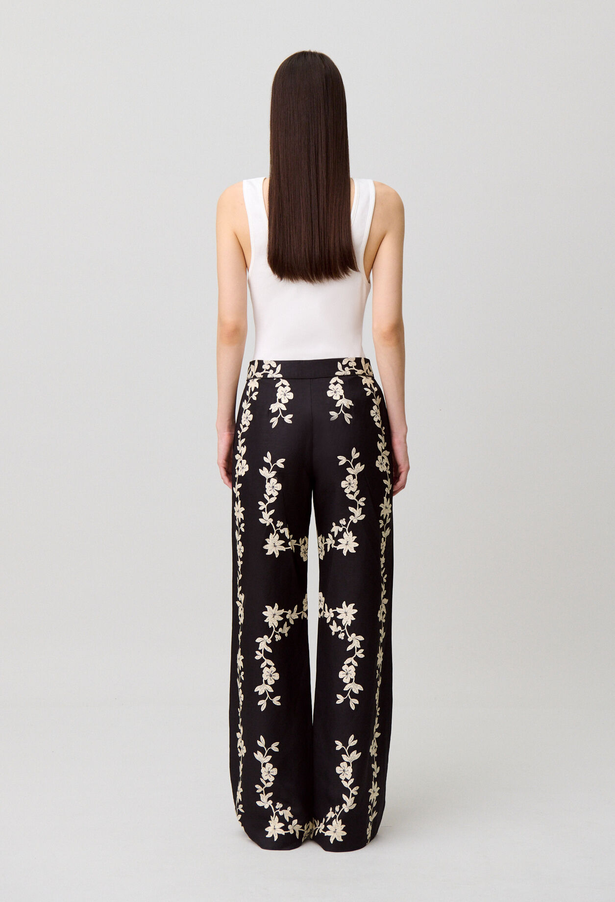 Floral wide-leg trousers