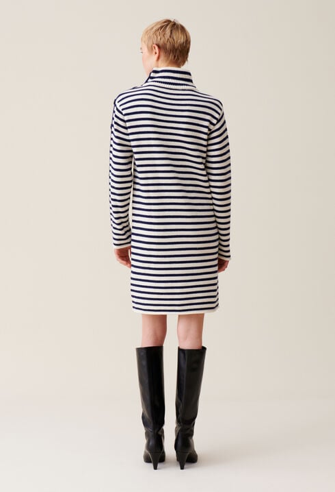 High-neck knitted sailor dress