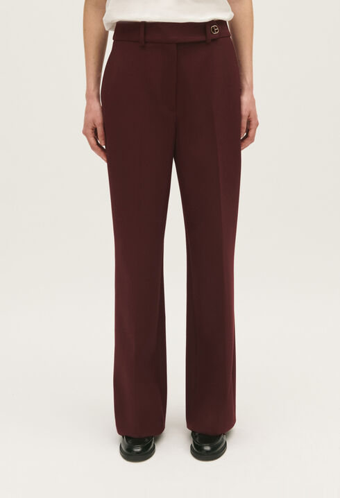 Straight-fit burgundy trousers