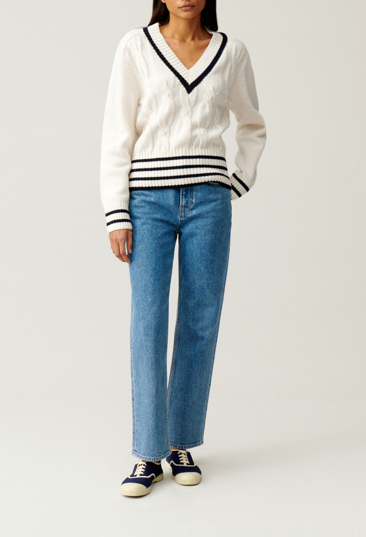 Beige cable knit jumper