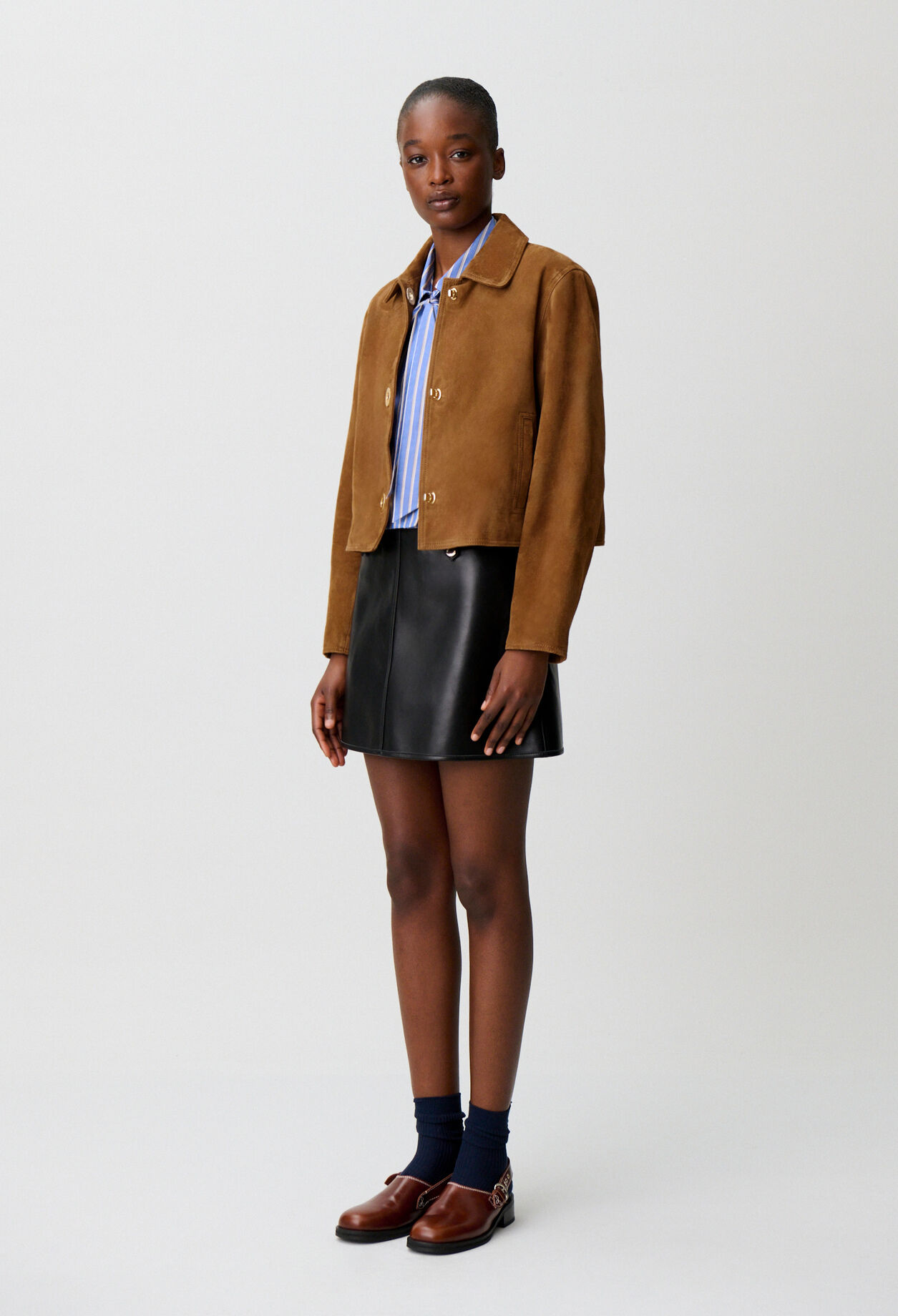 Short suede leather jacket