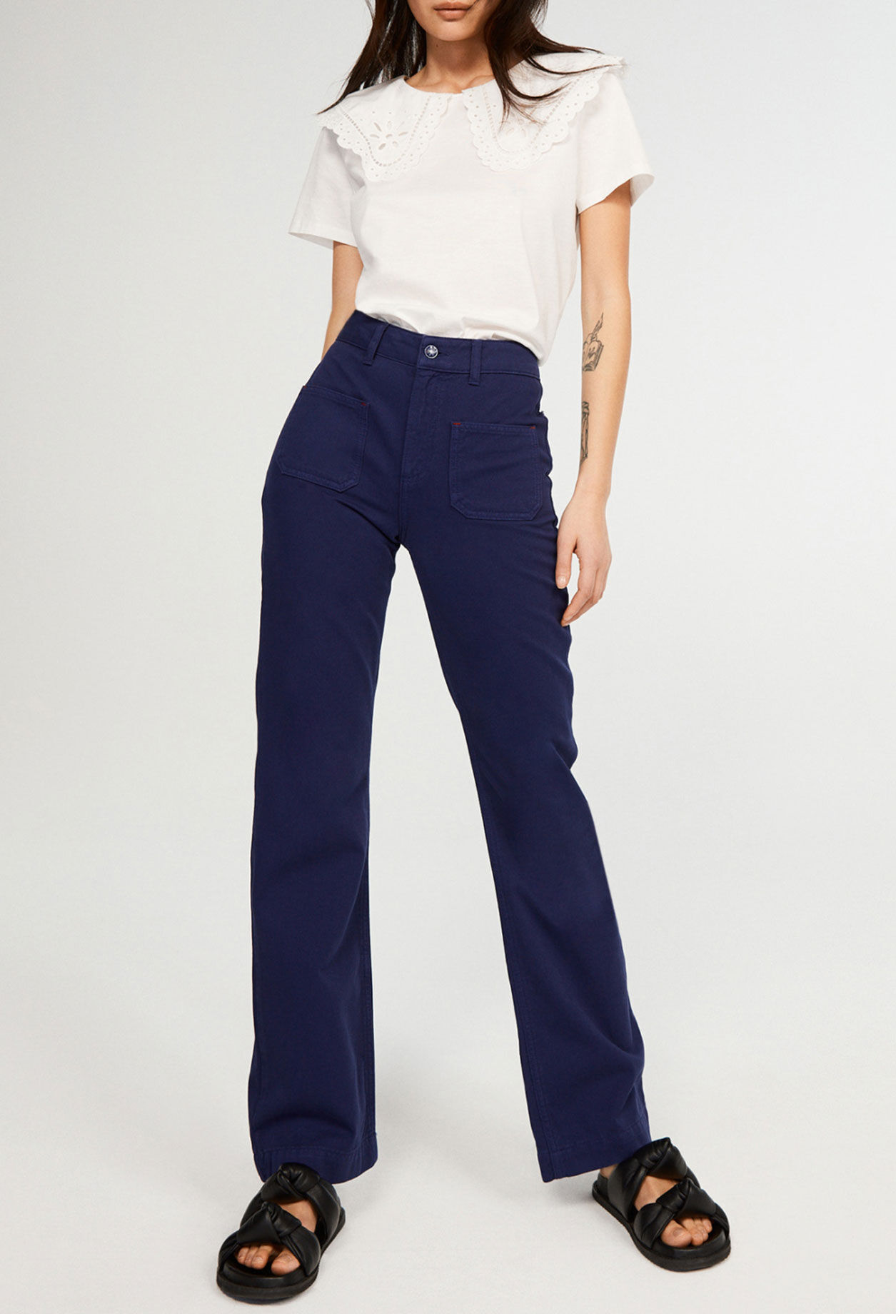 High waist flared trousers