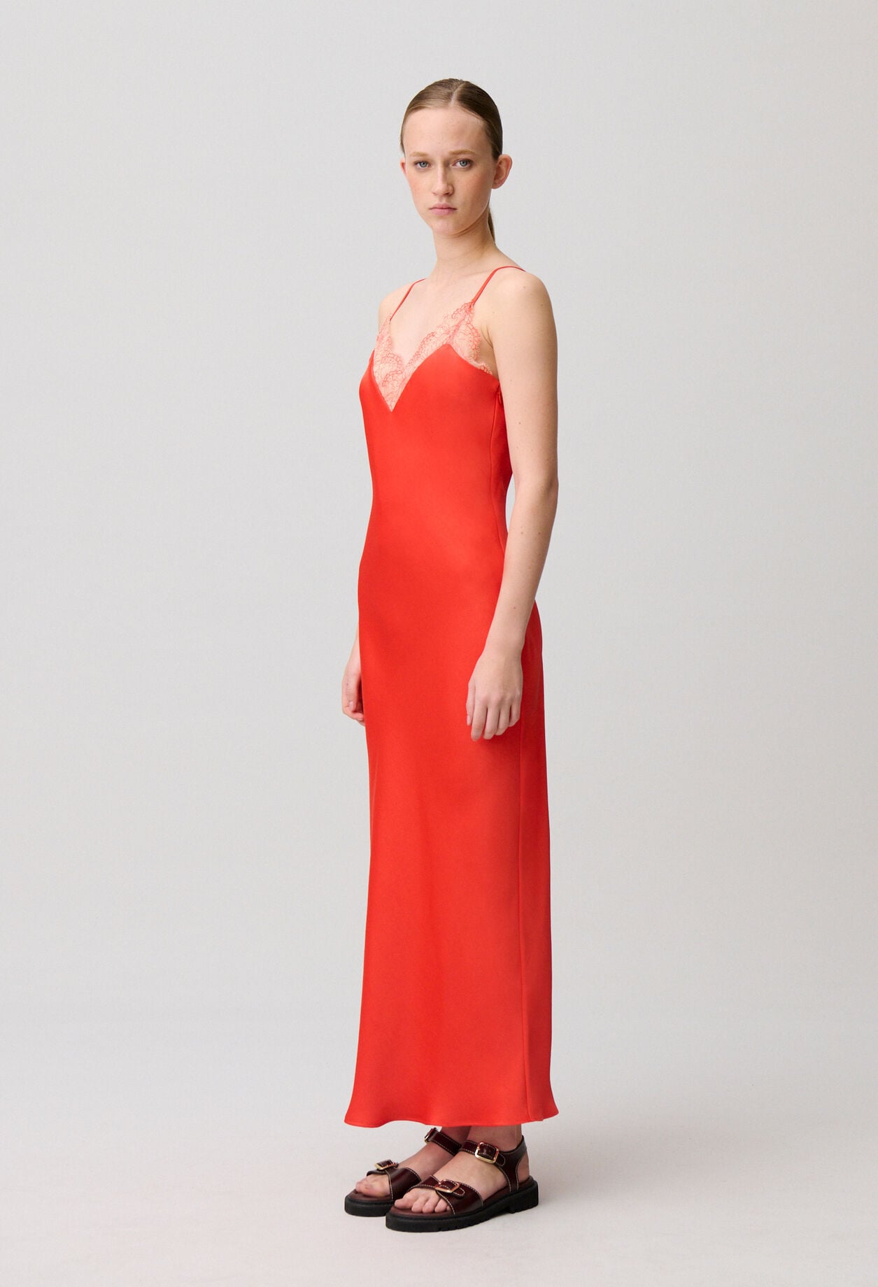 Flowy Satin Lace Dress