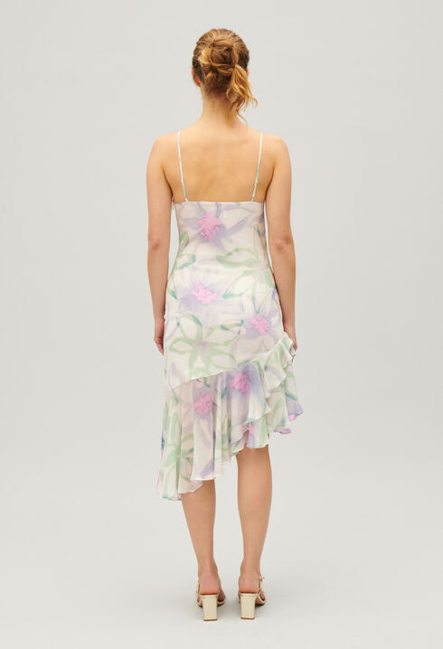 Silk printed midi dress