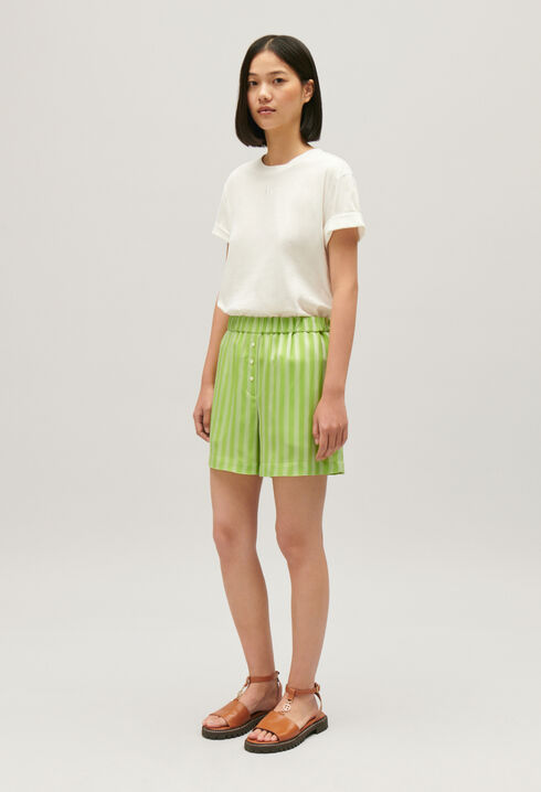 Matcha striped loose-fit shorts