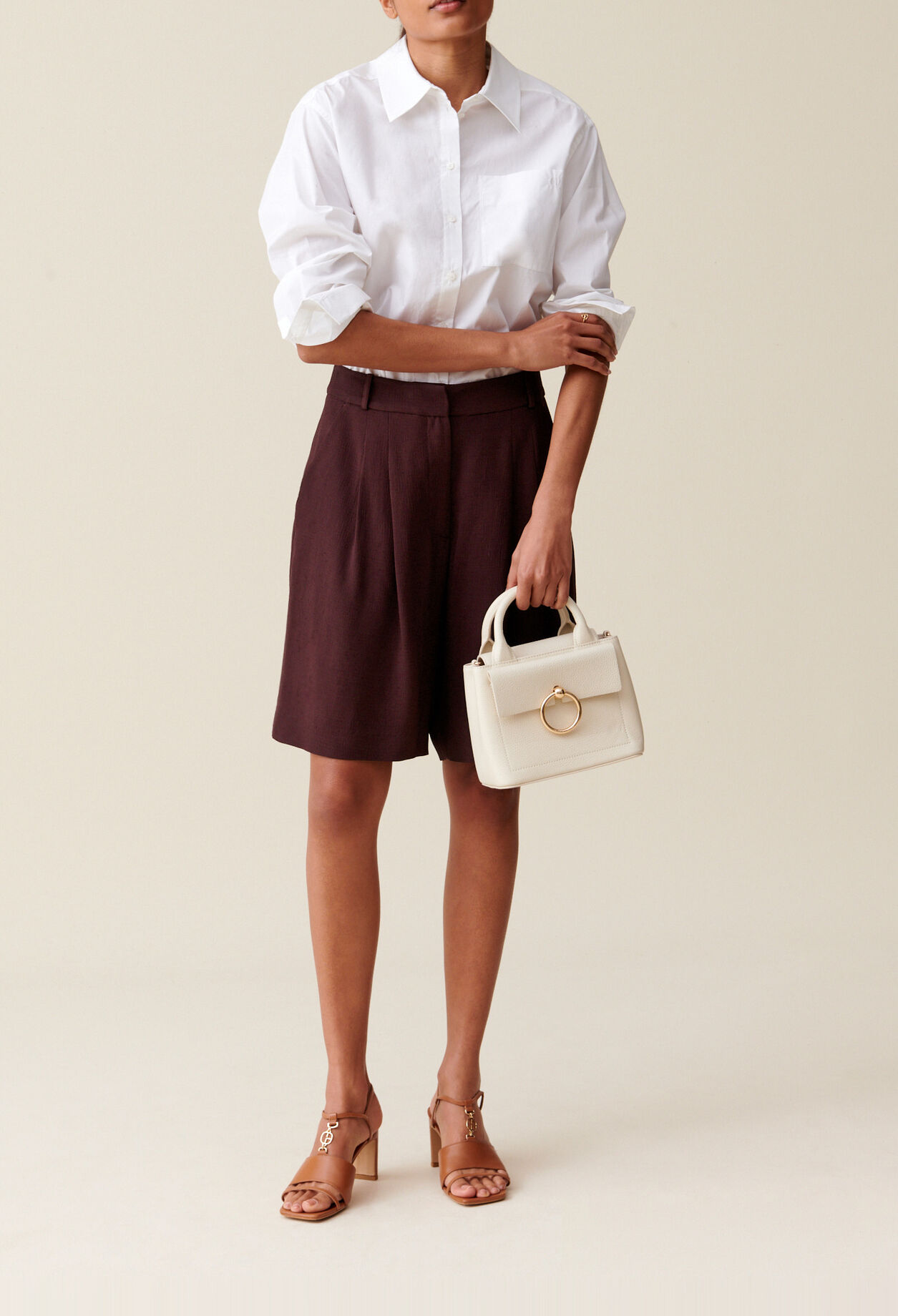 High-Waisted Cappuccino Bermuda