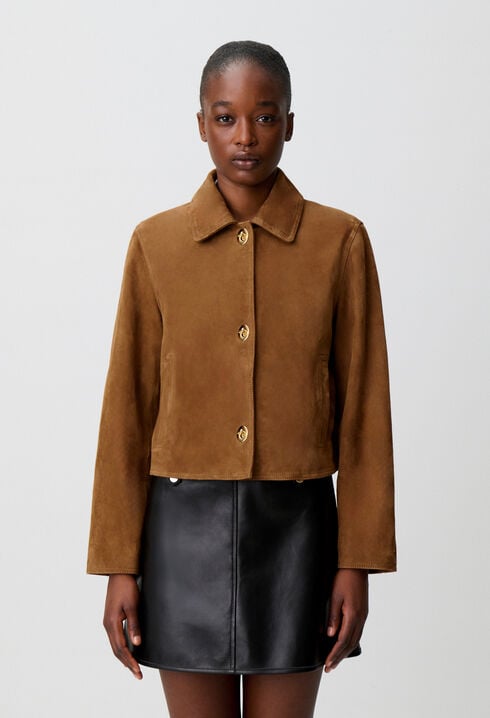 Short suede leather jacket
