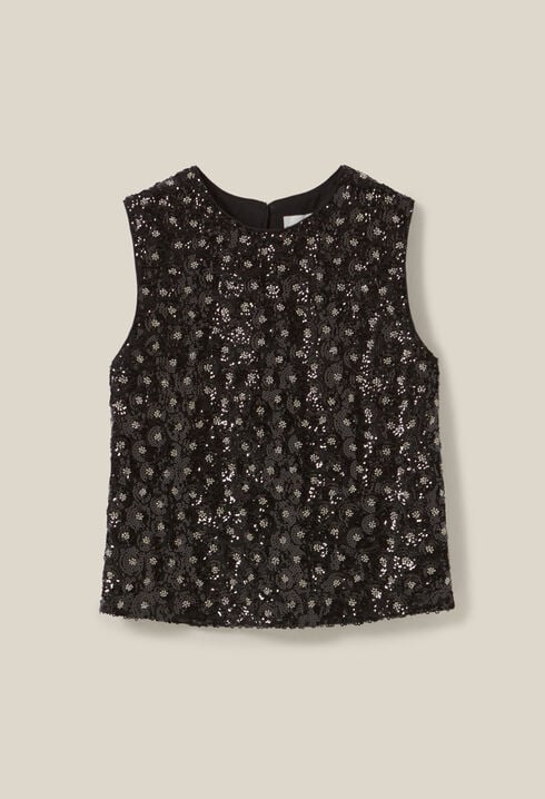 Top embroidered sequins open back