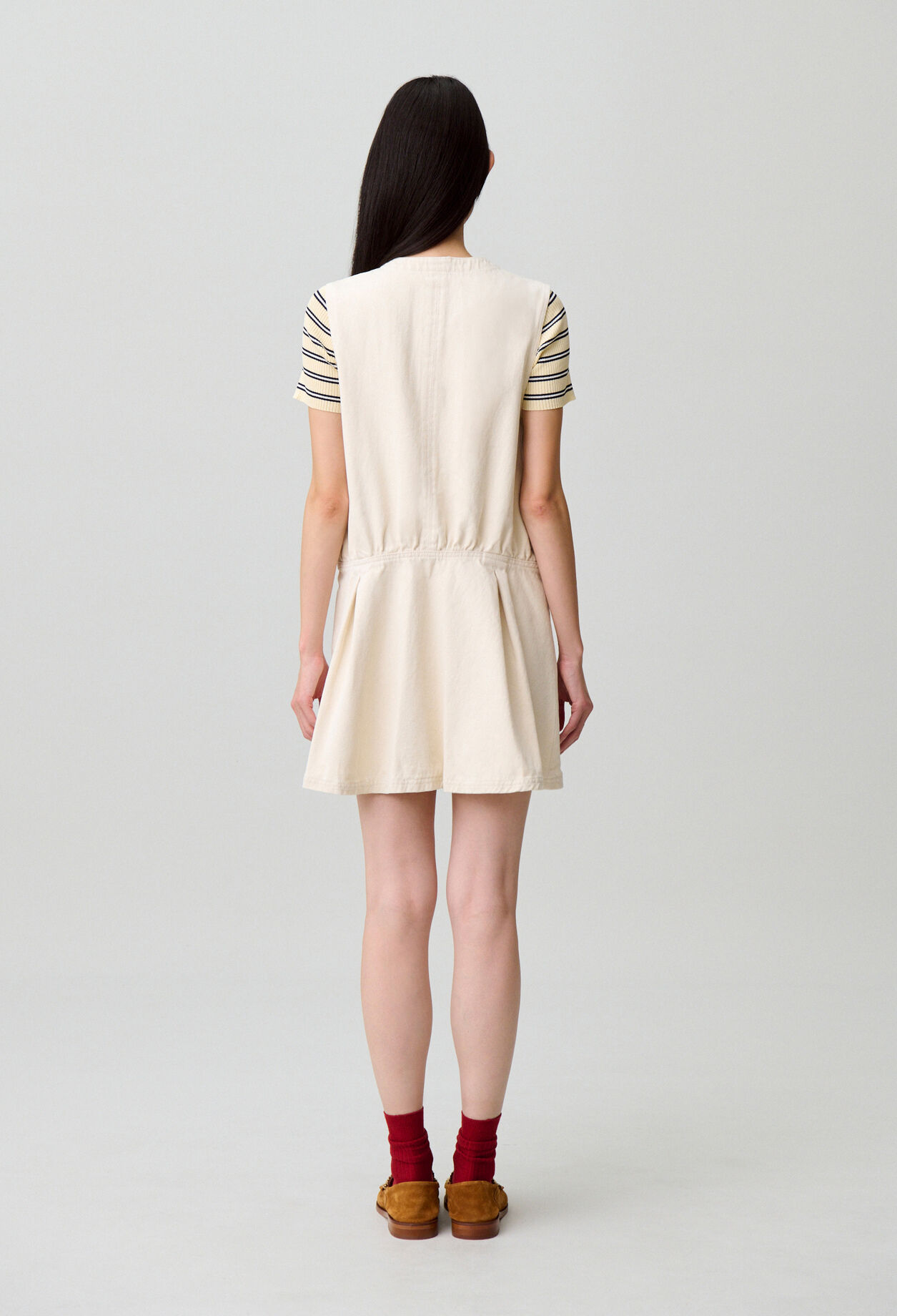 Flared light denim dress