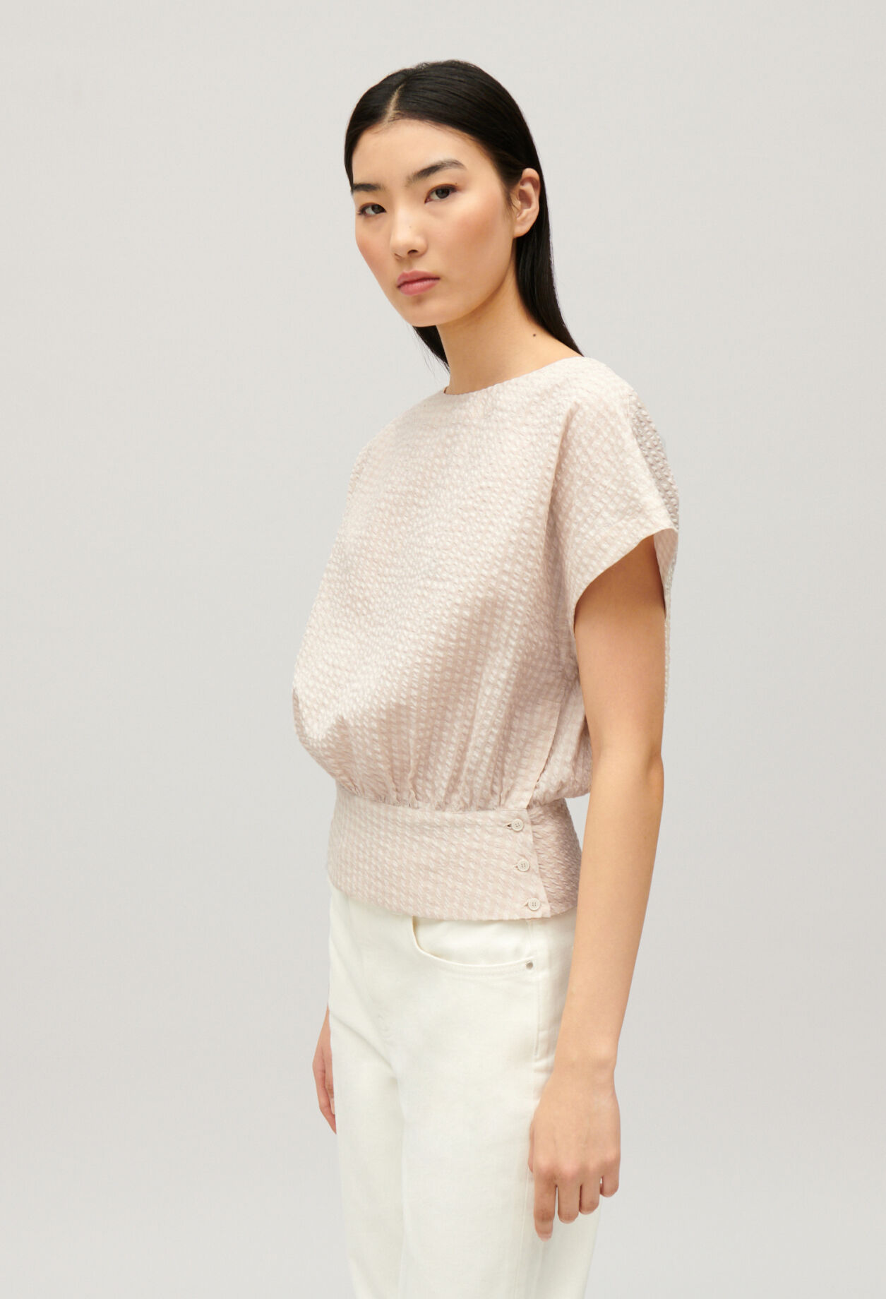 Gathered openwork top